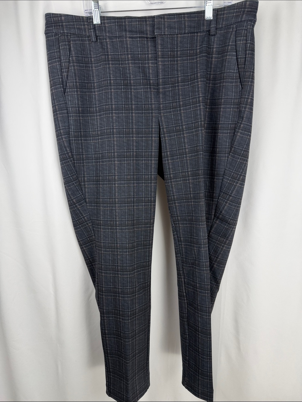 Liverpool Kelsey Tartan Plaid Trousers Navy Gray Stretch Pants 18W